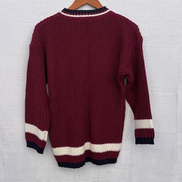 Jamie Scott Chunky Knit Pullover Sweater Women’s Size Small Burgundy VTG - Picture 5 of 13